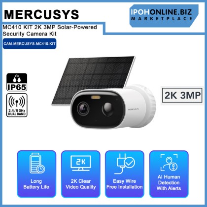 MERCUSYS MC410 KIT 2K 3MP Solar-Powered Security Camera Kit MERCUSYS MC410 KIT 2K 3MP Solar-Powered Security Camera Kit
