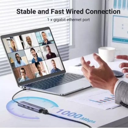 UGREEN UG-CM475-60600 USB-C to 3-Port USB 3.0 Hub with Gigabit Ethernet Adapter