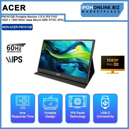 Acer PM161QB Portable Monitor (15.6"/ IPS/ FHD 1920 x 1080/ 60hz/ Vesa Mount/ 4MS/ NTSC 45%)