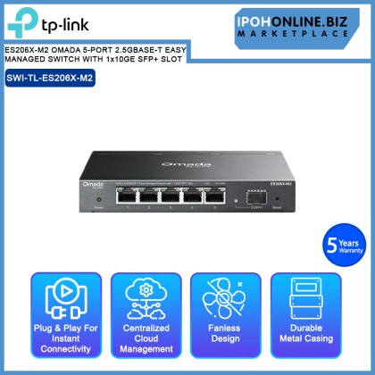 TP-LINK ES206X-M2 OMADA 5-PORT 2.5GBASE-T EASY MANAGED SWITCH WITH 1x10GE SFP+ SLOT