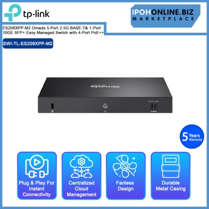 TP-LINK ES206XPP-M2 Omada 5-Port 2.5G BASE-T& 1-Port 10GE SFP+ Easy Managed Switch with 4-Port PoE++