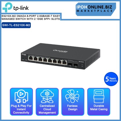 TP-LINK ES210X-M2 OMADA 8-PORT 2.5GBASE-T EASY MANAGED SWITCH WITH 2 10GE SFP+ SLOTS TP-LINK ES210X-M2 OMADA 8-PORT 2.5GBASE-T EASY MANAGED SWITCH WITH 2 10GE SFP+ SLOTS