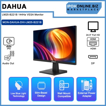 Dahua LM25-B221B 24.5" IPS FHD 144Hz VESA Monitor  (DP, HDMI, Audio Out)