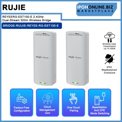 RUJIE REYEERG-EST100-E 2.4GHz Dual-Stream 500m Wireless Bridge