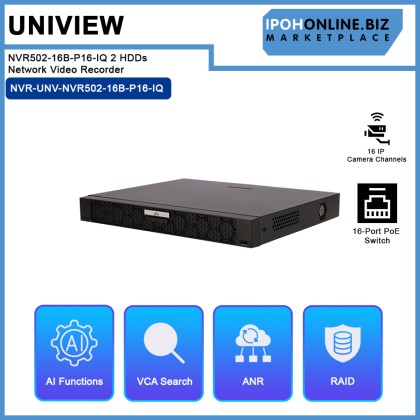 UNV UNIVIEW NVR502-16B-P16-IQ 2 HDDs 16-Ch 16-POE Network Video Recorder