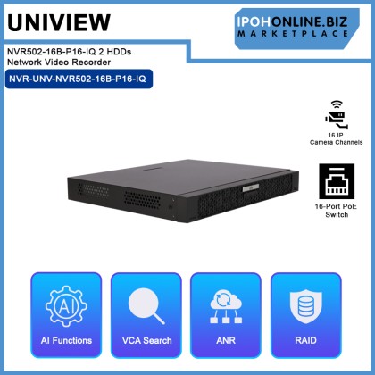 UNV UNIVIEW NVR502-16B-P16-IQ 2 HDDs 16-Ch 16-POE Network Video Recorder