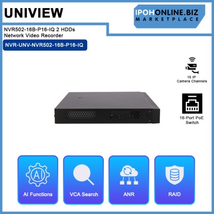 UNV UNIVIEW NVR502-16B-P16-IQ 2 HDDs 16-Ch 16-POE Network Video Recorder