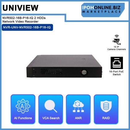 UNV UNIVIEW NVR502-16B-P16-IQ 2 HDDs 16-Ch 16-POE Network Video Recorder