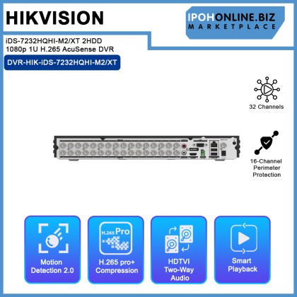 HIKVISION iDS-7232HQHI-M2/XT 32-ch 2HDD 1080p 1U H.265 AcuSense DVR