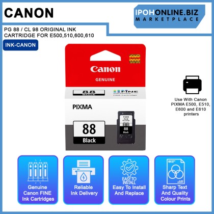 Canon PG 88 / CL 98 ORIGINAL INK CARTRIDGE FOR E500,510,600,610 Canon PG 88 / CL 98 ORIGINAL INK CARTRIDGE FOR E500,510,600,610