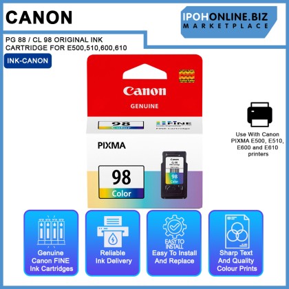 Canon PG 88 / CL 98 ORIGINAL INK CARTRIDGE FOR E500,510,600,610 Canon PG 88 / CL 98 ORIGINAL INK CARTRIDGE FOR E500,510,600,610