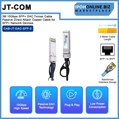 JT-COM 3M 10Gbps SFP+ DAC Twinax Cable Passive Direct Attach Copper Cable for SFP+ Network Devices