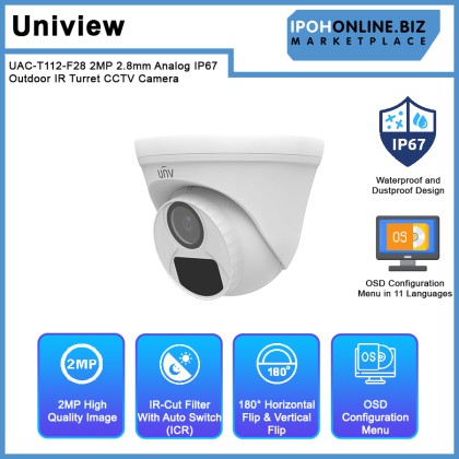 UNV Uniview UAC-T112-F28 2MP 2.8mm Analog IP67 Outdoor IR Turret CCTV Camera UNV Uniview UAC-T112-F28 2MP 2.8mm Analog IP67 Outdoor IR Turret CCTV Camera