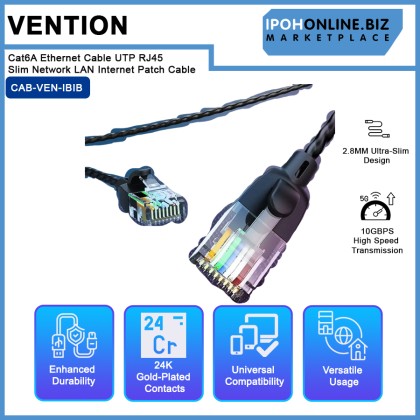 Vention Cat6A Ethernet Cable 10Gbps High Speed UTP RJ45 Slim Network LAN Internet Patch Cable