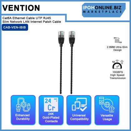 Vention Cat6A Ethernet Cable 10Gbps High Speed UTP RJ45 Slim Network LAN Internet Patch Cable