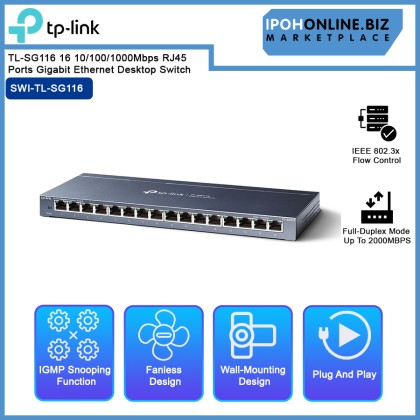 TP-Link TL-SG116 16 10/100/1000Mbps RJ45 Ports Gigabit Ethernet Desktop Switch