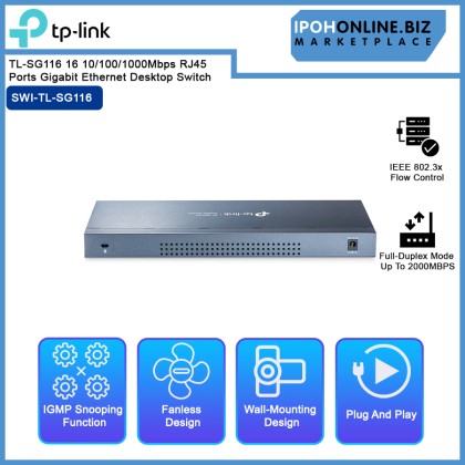 TP-Link TL-SG116 16 10/100/1000Mbps RJ45 Ports Gigabit Ethernet Desktop Switch