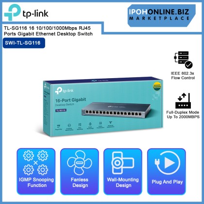 TP-Link TL-SG116 16 10/100/1000Mbps RJ45 Ports Gigabit Ethernet Desktop Switch