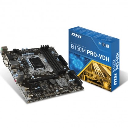 MSI B150M Pro-VDH LGA 1151 Intel B150 HDMI SATA 6Gb/s USB 3.1 GEN1 Skylake Micro ATX Motherboard MSI B150M Pro-VDH LGA 1151 Intel B150 HDMI SATA 6Gb/s USB 3.1 GEN1 Skylake Micro ATX Motherboard