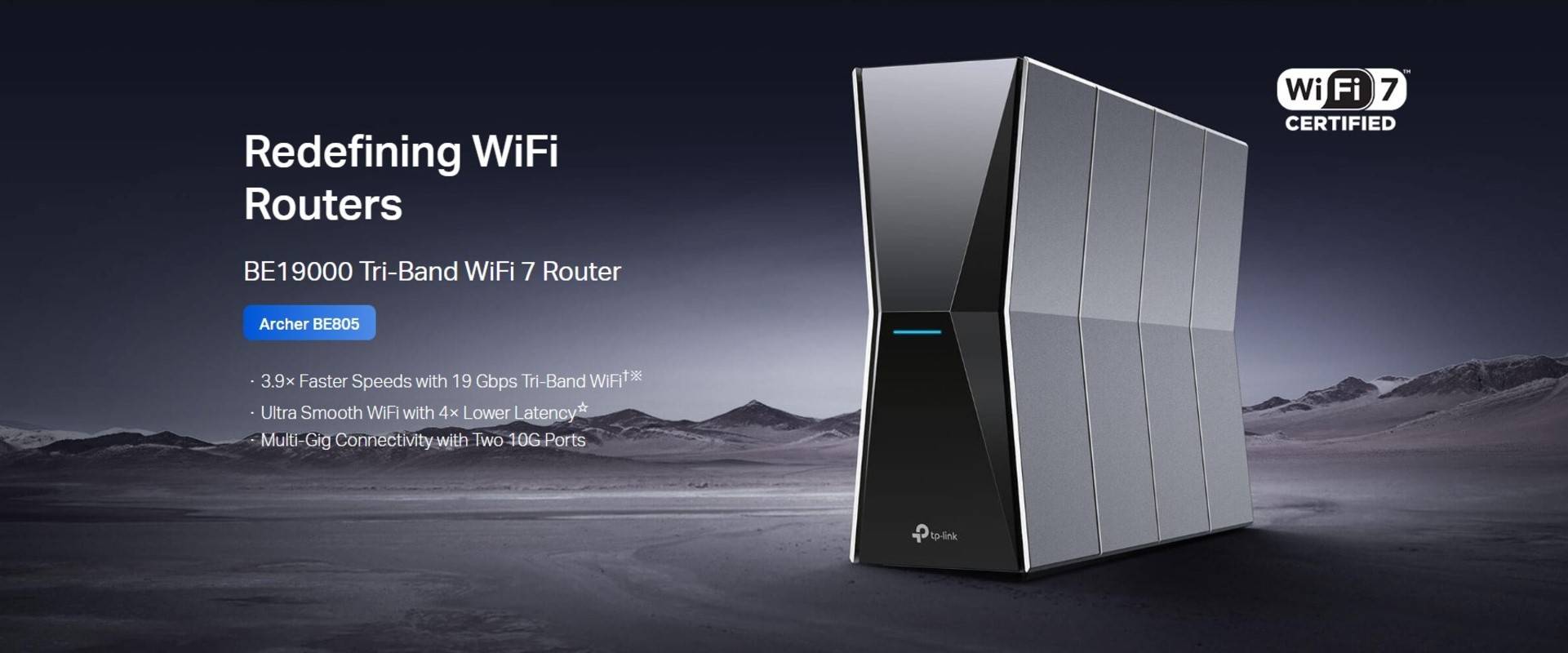 TP-Link Archer BE805 WiFi 7 BE19000 Tri-Band Dual 10G Ports Router with EasyMesh HomeShield